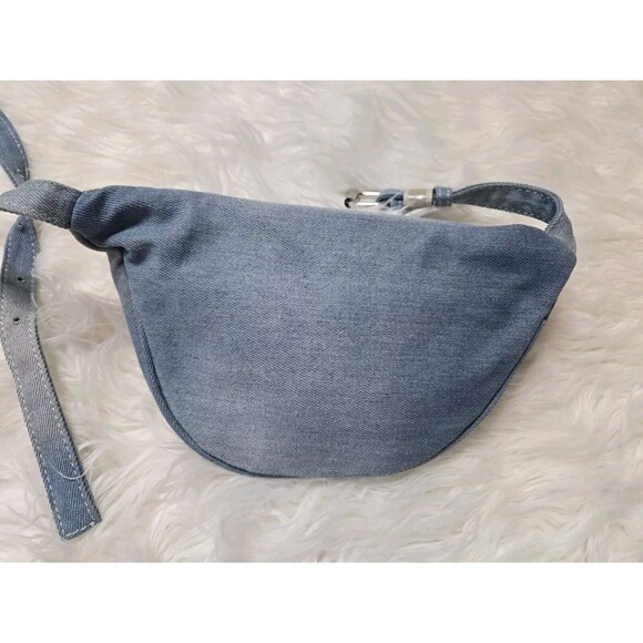 Jean Rhinestone Blue Denim Zip Fanny Pack - Picture 4 of 5